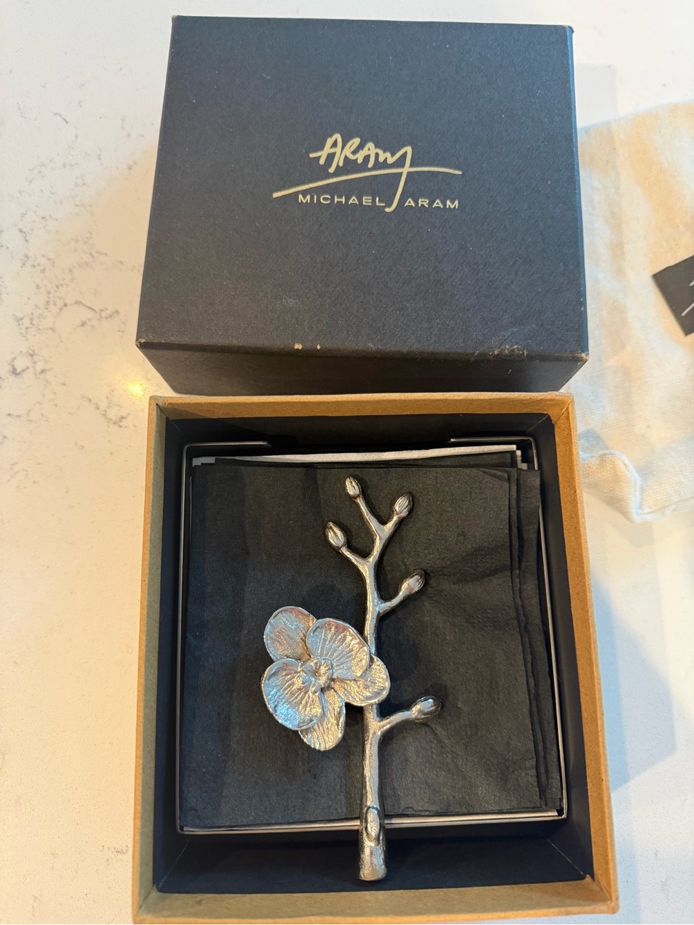 Michael Aram Silver Orchid Branch Accent with Box